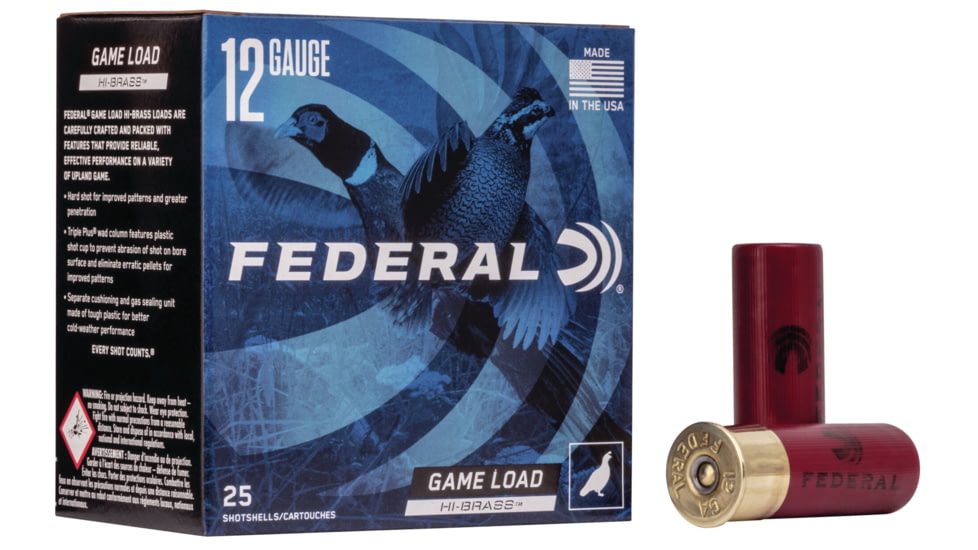 Federal Premium Game Load Upland Hi-Brass 12 Gauge 1 1/4oz Centerfire Shotgun Ammo, 6 Shot, 25 Rounds, H126 6