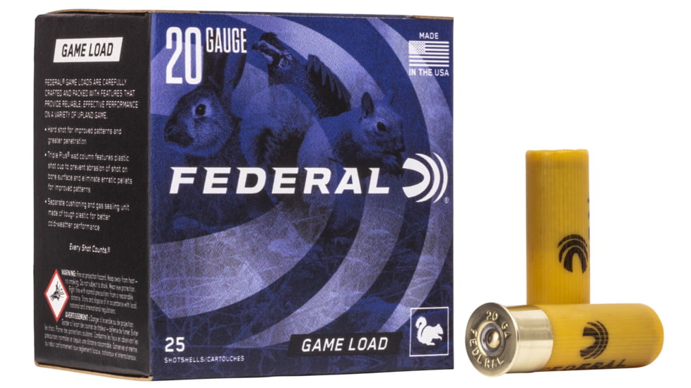 Federal Premium Game Load Upland 20 Gauge 7/8oz 2 3/4in Shotgun Ammo, 7.5 Shot, 25 Rounds, H200 7.5