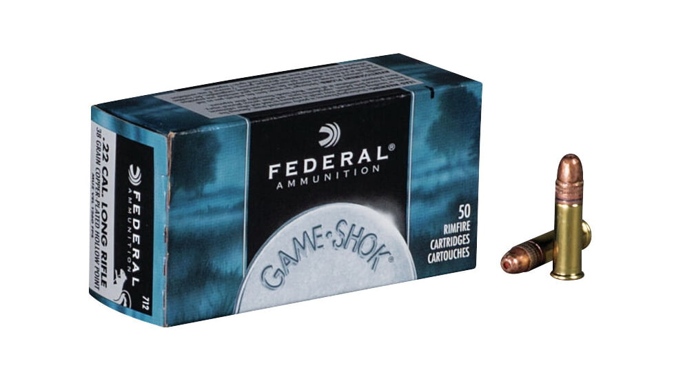 Federal Premium Game-Shok Rimfire Ammo, .22 Long Rifle, Jacketed Hollow Point, 38 grain, 50 Rounds, 712