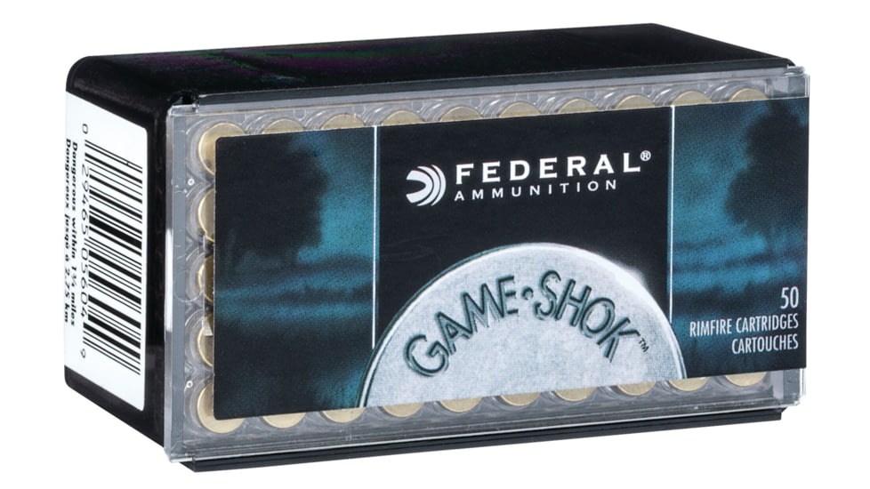Federal Premium Game-Shok Rimfire Ammo, .22 Winchester Magnum Rimfire, Jacketed Hollow Point, 50 grain, 50 Rounds, 757