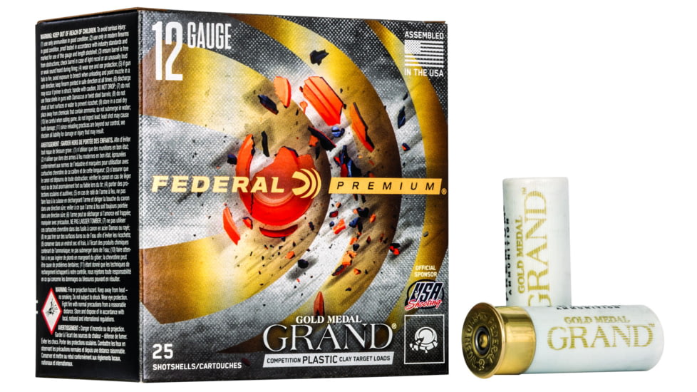 Federal Premium Gold Medal 12 Gauge 1.125 oz Gold Medal Grand Plastic Centerfire Shotgun Ammo, 7.5 Shot, 25 Rounds, GMT178 7.5, GMT178 7.5