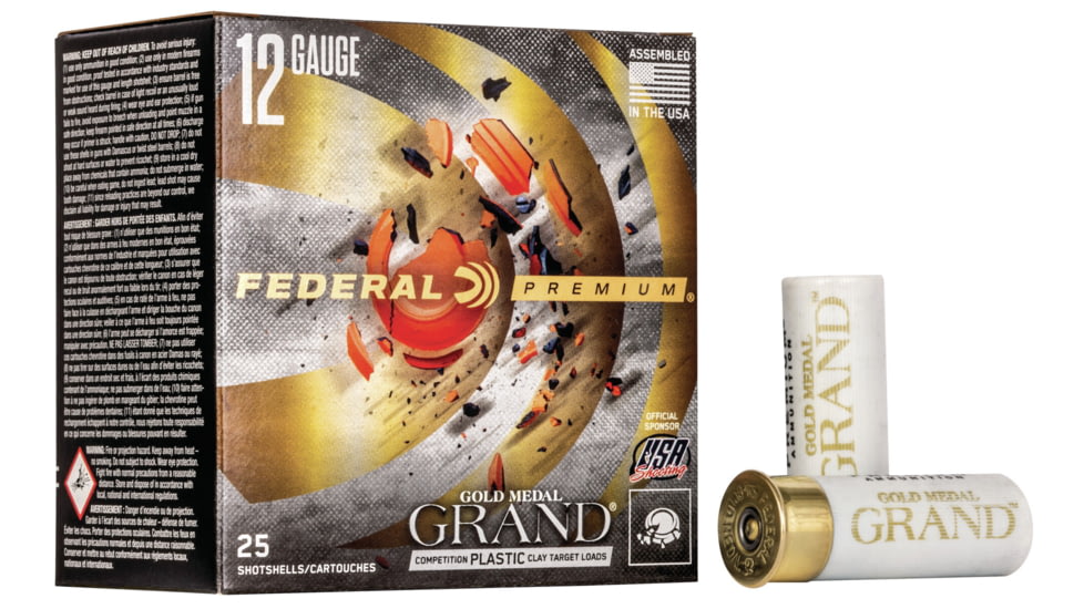 Federal Premium Gold Medal Grand 12 Gauge 1.125 oz Gold Medal Grand Plastic Centerfire Shotgun Ammo, 8 Shot, 25 Rounds, GMT178 8, GMT178 8
