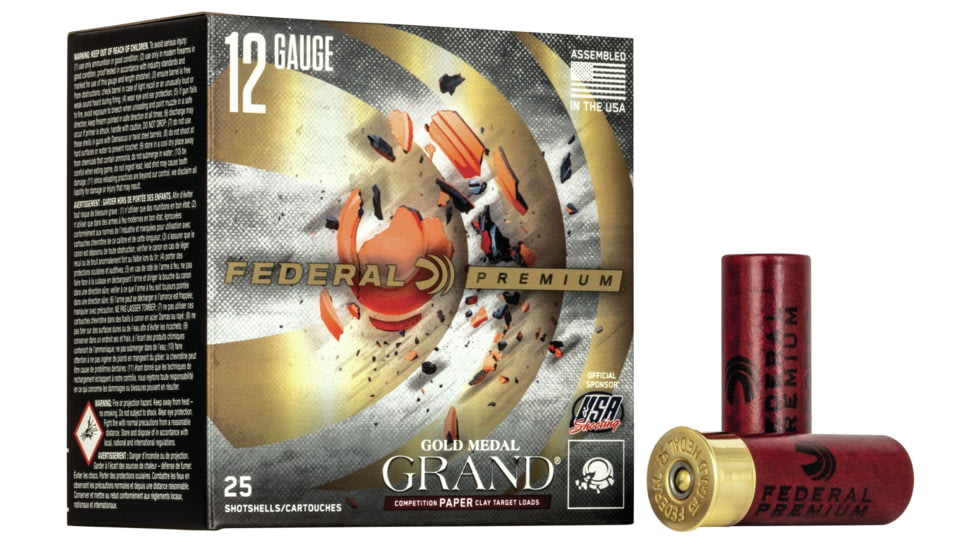 Federal Premium Gold Medal Grand Paper 12 Gauge 1oz 2 3/4'' Shotgun Ammuo, 8 Shot, 25 Rounds, GMT175 8