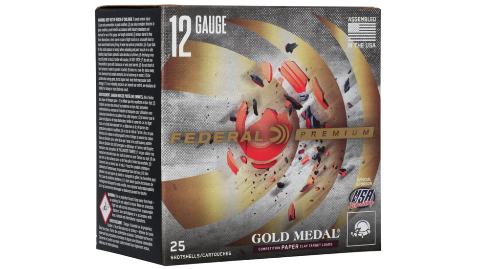 Federal Premium Gold Medal Paper 12 Gauge 2-3/4in 1oz 1290 FPS 8 Shot Size Shotgun Ammunition, 25 Rounds, GMT111 8