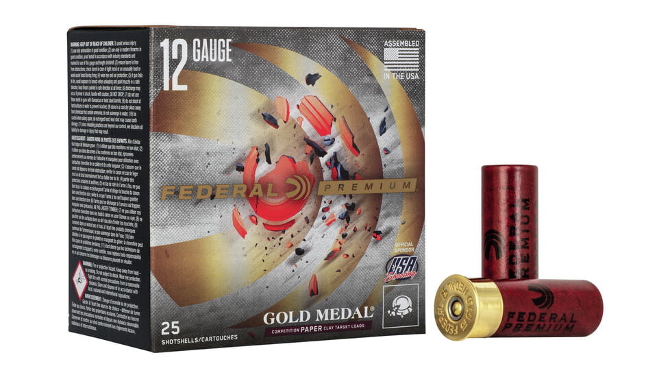 Federal Premium Gold Medal Paper 12 Gauge 1oz 2-3/4'' Shot Size Shotgun Ammo, 8 Shot, 25 Rounds, GMT111 8