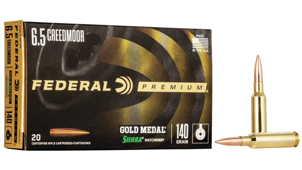 Federal Premium Gold Medal SMKK 6.5 Creedmoor 140 Grain Boat Tail Hollow Point Centerfire Rifle Ammo, 20 Rounds, GM65CRD1