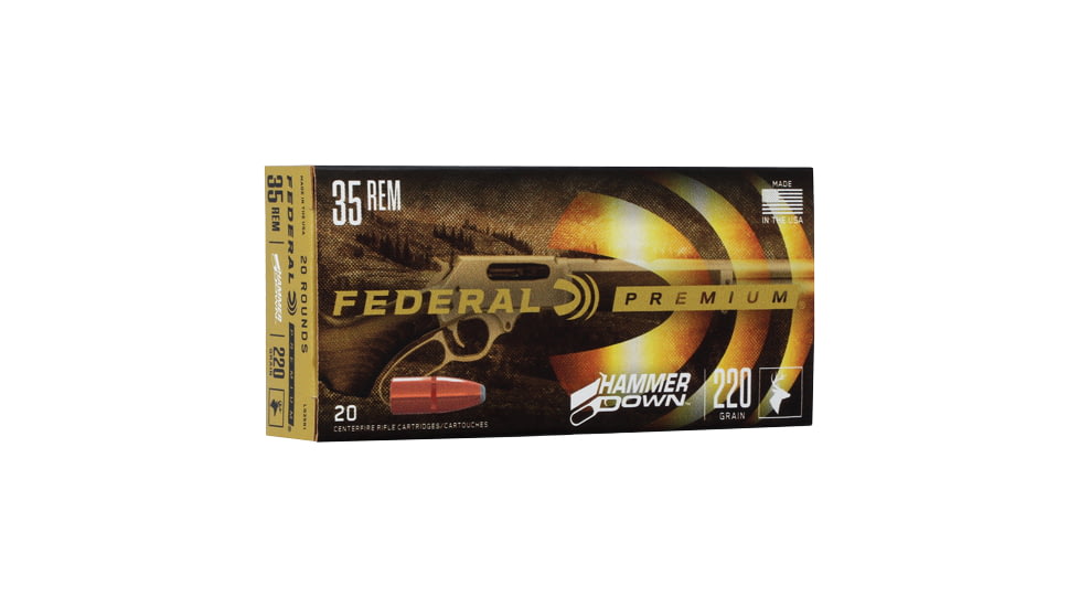 Federal Premium HammerDown .35 220 Grain Bonded Hollow Point Brass Rifle Ammo, 20 Rounds, LG35R1