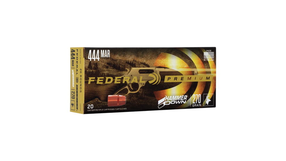 Federal Premium HammerDown .444 Marlin 270 Grain Bonded Hollow Point Brass Cased Centerfire Rifle Ammo, 20 Rounds, LG444M1