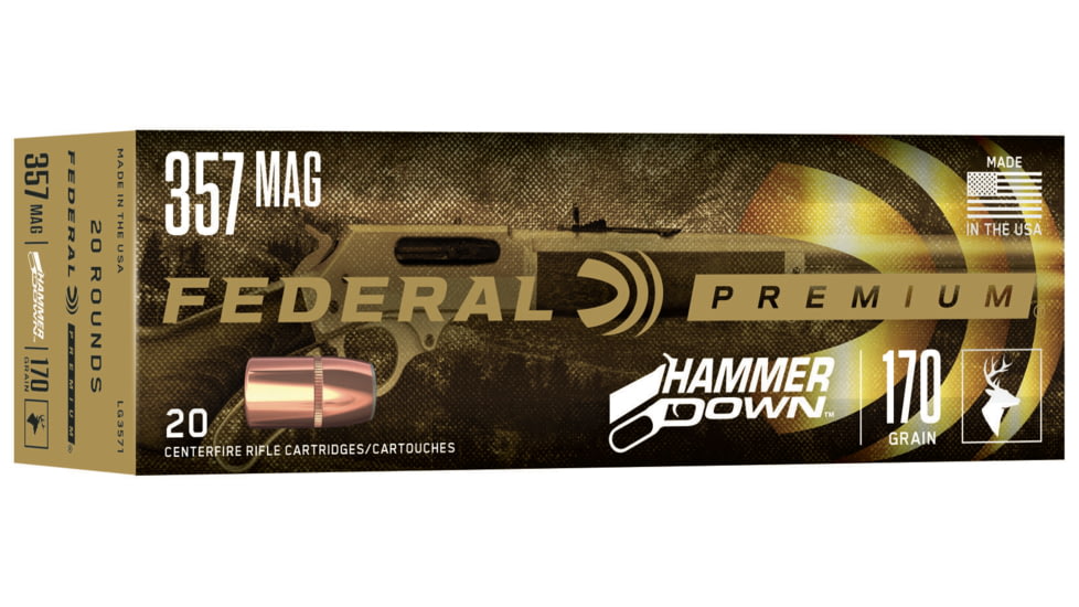Federal Premium HammerDown Pistol Ammo, .357 Magnum, Bonded Hollow Point, 170 grain, 20 Rounds, LG3571
