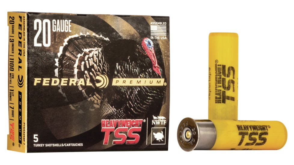 Federal Premium Heavyweight TSS 20 Gauge 1 1/2oz 3'' Shotgun Ammo, 7 Shot, 5 Rounds, PTSSX259F 7