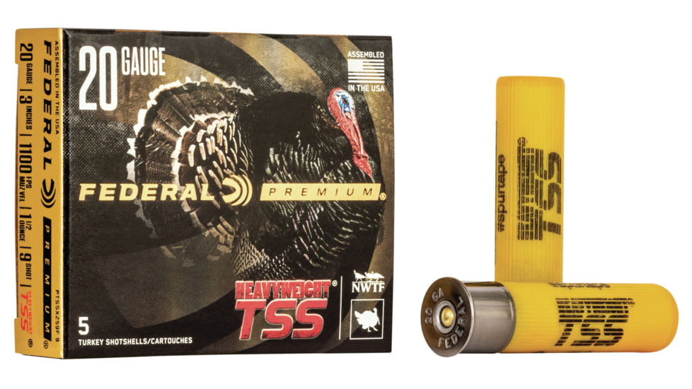 Federal Premium Heavyweight TSS 20 Gauge 1 1/2oz 3'' Shotgun Ammo, 9 Shot, 5 Rounds, PTSSX259F 9