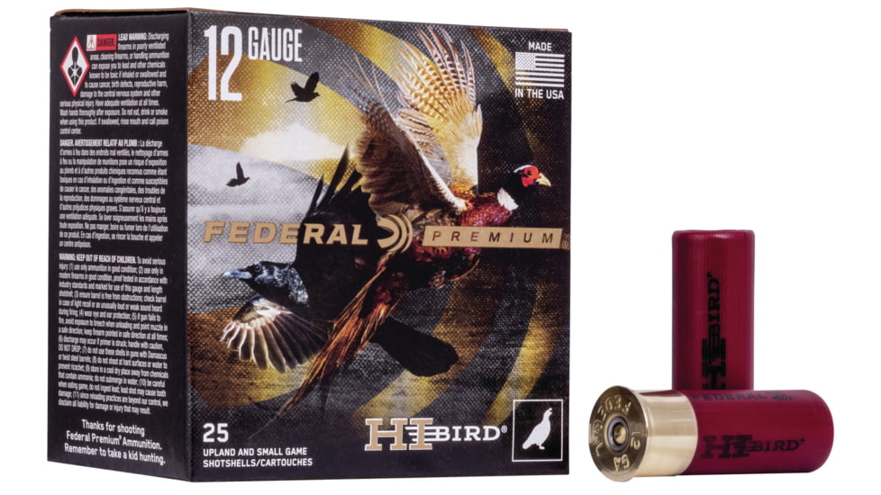 Federal Premium Hi-Bird 12 Gauge 1 1/4oz 2 3/4'' Shotgun Ammo, 5 Shot, 25 Rounds, HVF12H 5