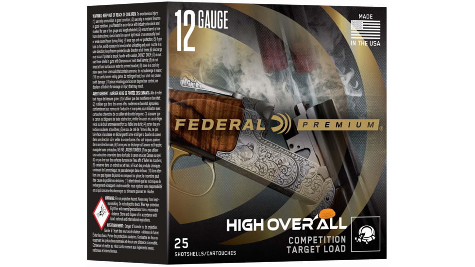 Federal Premium High Over All 12 Gauge 1 1/8oz 2 3/4in 1145 FPS 7.5 Centerfire Shotgun Ammo, 25 Rounds, HOA12L 7.5