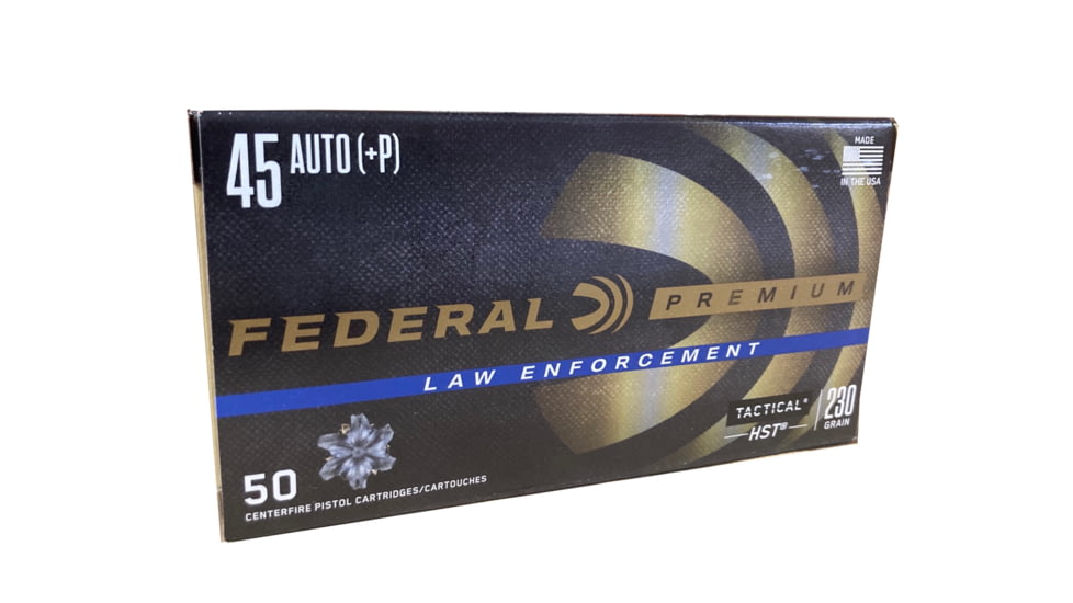 Federal Premium HST .45ACP+P 230 Grain JHP Brass Cased Centerfire Pistol Ammo, FEDEP45HST1