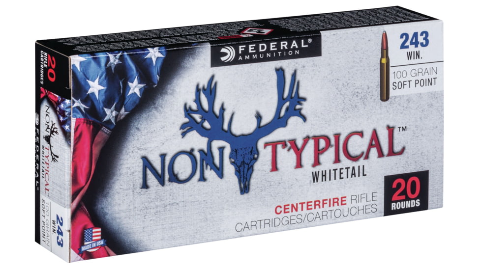 Federal Premium Non-Typical Rifle Ammo, .243 Winchester, Non-Typical Soft Point, 100 grain, 20 Rounds, 243DT100
