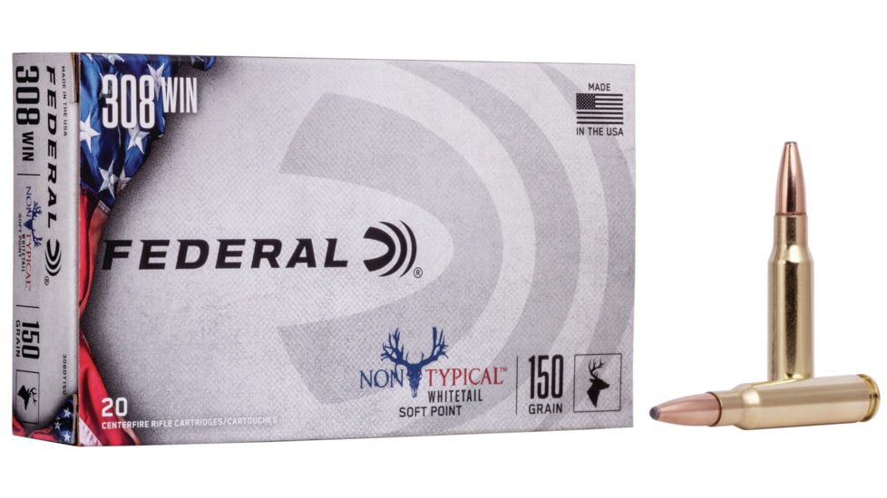 Federal Premium Non-Typical Rifle Ammo, .308 Winchester, Non-Typical Soft Point, 150 grain, 20 Rounds, 308DT150