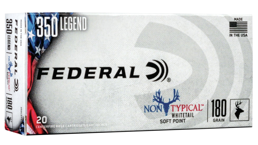 Federal Premium Non-Typical Rifle Ammo, .350 Legend, Non-Typical Soft Point, 180 grain, 20 Rounds, 350LDT1