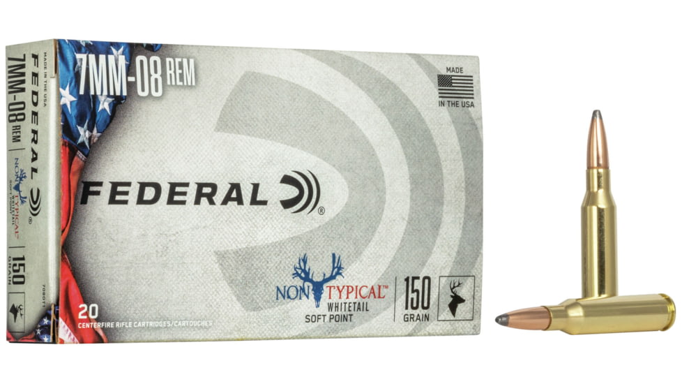Federal Premium Non-Typical Rifle Ammo, 7mm-08 Remington, Non-Typical Soft Point, 150 grain, 20 Rounds, 708DT1