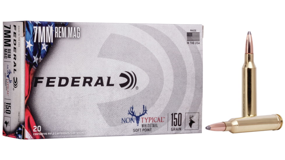 Federal Premium Non-Typical Rifle Ammo, 7mm Remington Magnum, Non-Typical Soft Point, 150 grain, 20 Rounds, 7RDT150