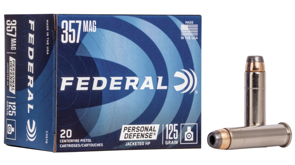 Federal Premium Personal Defense Pistol Ammo, .357 Magnum, Jacketed Hollow Point, 125 grain, 20 Rounds, C357B