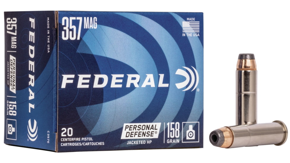 Federal Premium Personal Defense Pistol Ammo, .357 Magnum, Jacketed Hollow Point, 158 grain, 20 Rounds, C357E