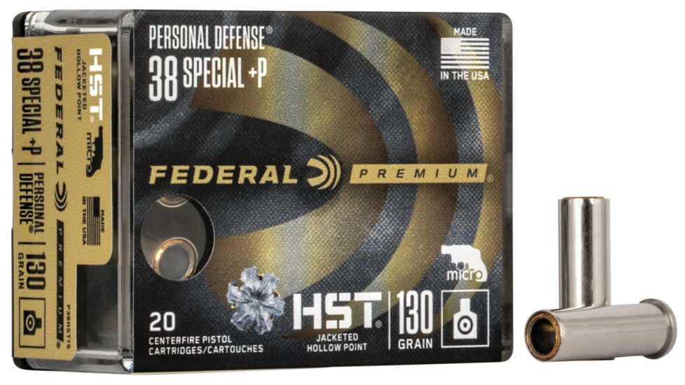 Federal Premium Personal Defense Pistol Ammo, .38 Special +P, HST Jacketed Hollow Point, 130 grain, 20 Rounds, P38HST1S