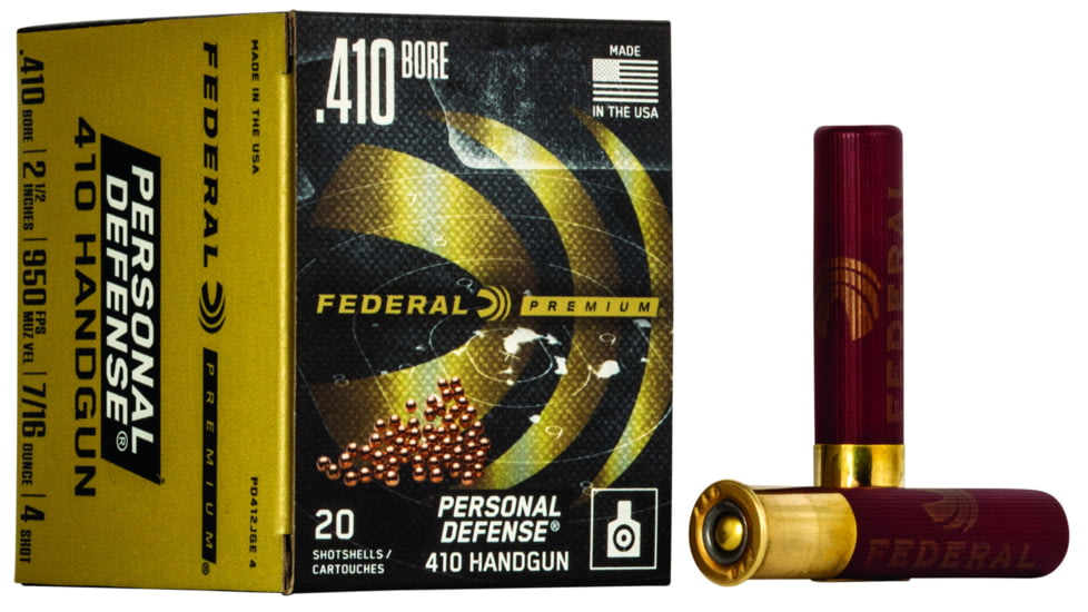 Federal Premium Personal Defense .410 bore 7/16oz Lead Buckshot Centerfire Pistol Ammo, 20 Rounds, PD412JGE 4