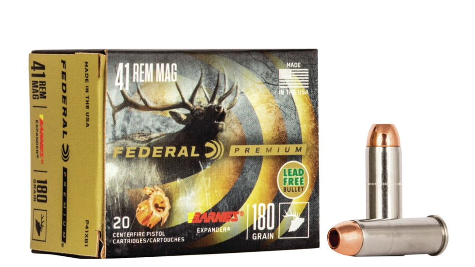 Federal Premium Pistol Ammo, .41 Remington Magnum, Barnes Expander, 180 grain, 20 Rounds, P41XB1