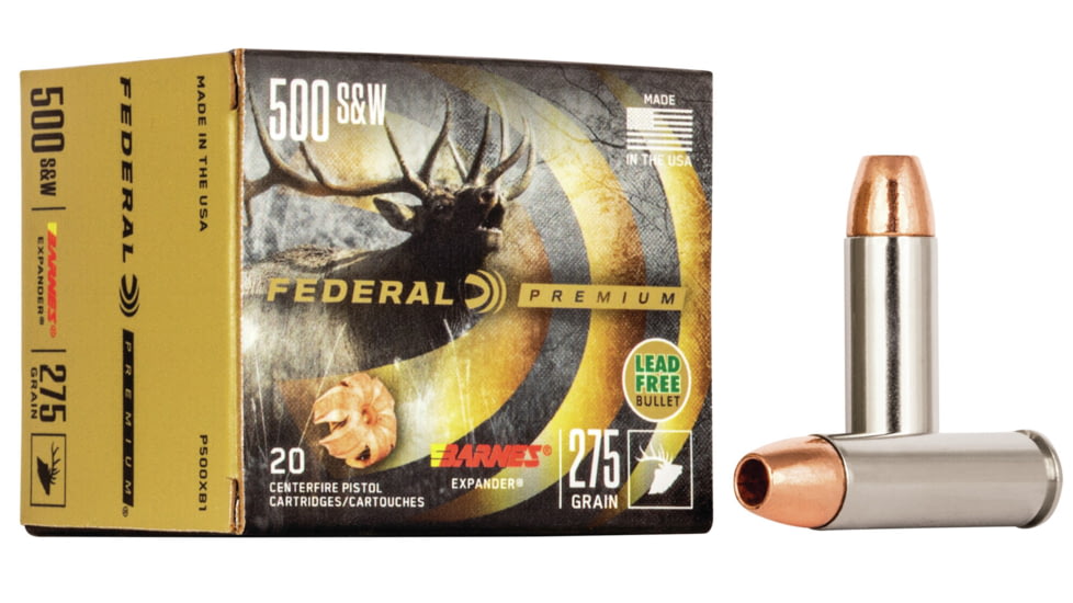 Federal Premium 500 S&amp;W 275 Grain Barnes Expander Centerfire Pistol Ammo, 20 Rounds, P500XB1