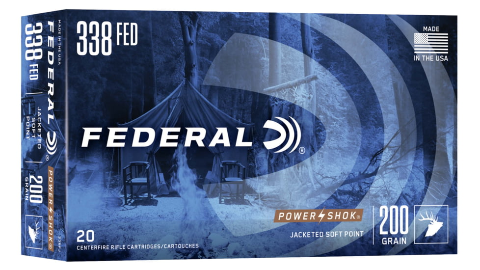 Federal Premium Power-Shok .338 Federal 200 Grain Nosler Ballistic Tip Centerfire Rifle Ammo, 20 Rounds, 338FJ