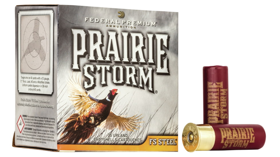 Federal Premium Prairie Storm 12 Gauge 1.125 oz Prairie Storm FS Steel Centerfire Shotgun Ammo, 4 Shot, 25 Rounds, PFS143FS 4, PFS143FS 4