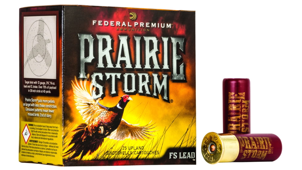 Federal Premium Prairie Storm 12 Gauge 1.25 oz Prairie Storm FS Lead Centerfire Shotgun Ammo, 6 Shot, 25 Rounds, PF154FS 6, PF154FS 6
