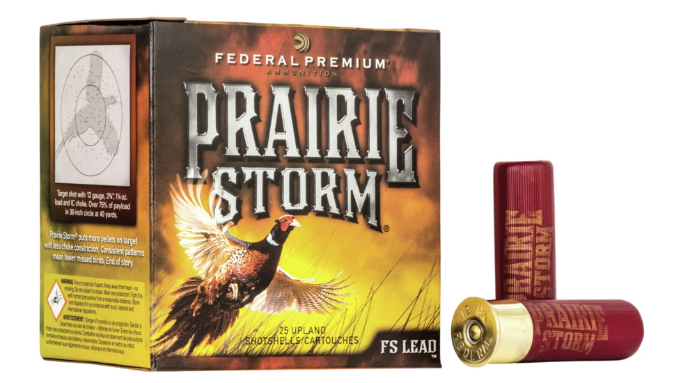 Federal Premium Prairie Storm 12 Gauge 1.625 oz Prairie Storm FS Lead Centerfire Shotgun Ammo, 4 Shot, 25 Rounds, PF129FS 4, PF129FS 4