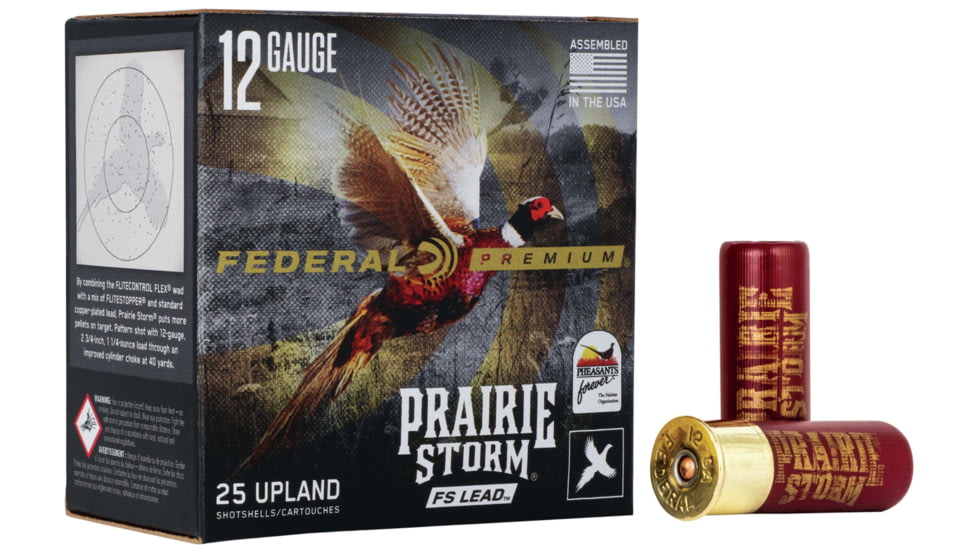 Federal Premium Prairie Storm 12 Gauge 2.75in #6 Shot 1 1/4oz 1500 ft/s Centerfire Shotgun Shot Ammo, 25 Rounds, PFX154FS 6