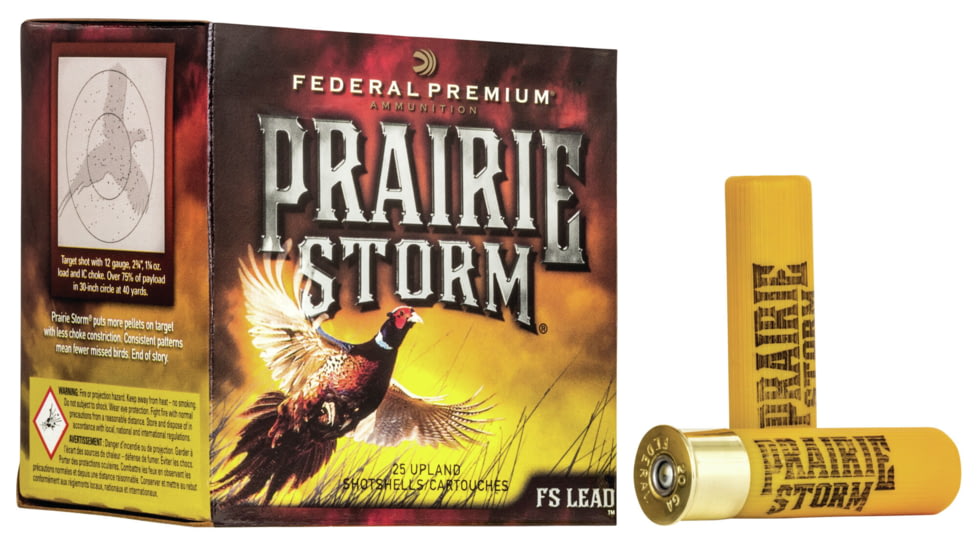 Federal Premium Prairie Storm 20 Gauge 1.25 oz Prairie Storm FS Lead Centerfire Shotgun Ammo, 6 Shot, 25 Rounds, PF258FS 6, PF258FS 6