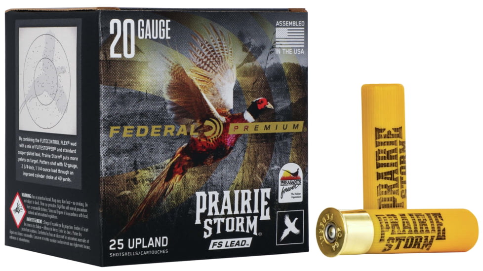 Federal Premium Prairie Storm 20 Gauge #6 Shot 1oz 3in Centerfire Shotgun Ammo, 25 Rounds, PFX258FS 6