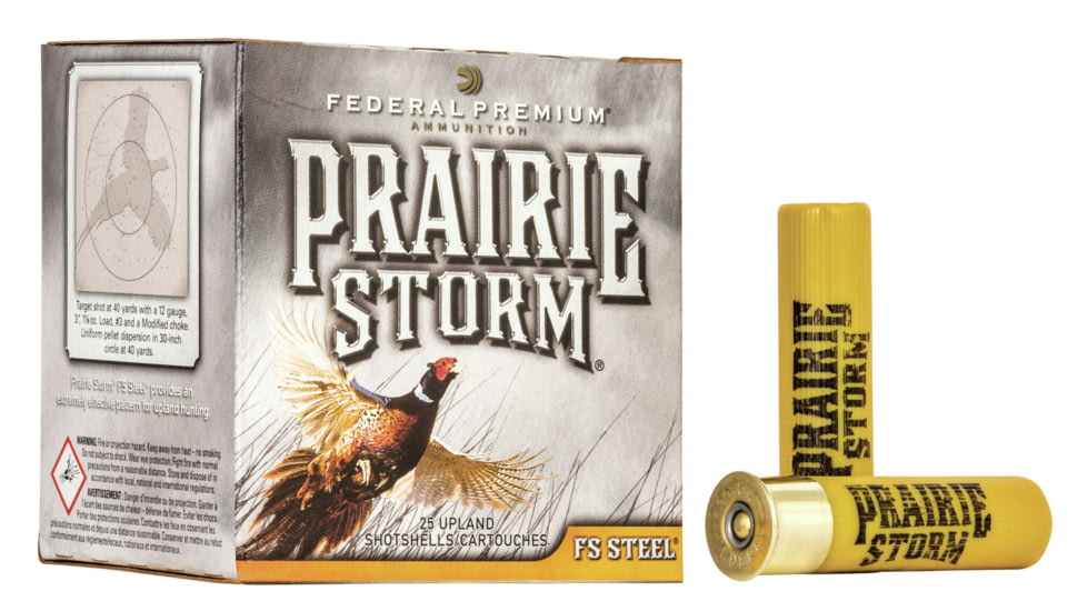 Federal Premium Prairie Storm 20 Gauge 7/8 oz Prairie Storm FS Steel Centerfire Shotgun Ammo, 4 Shot, 25 Rounds, PFS207FS 4, PFS207FS 4