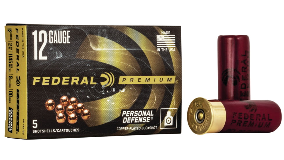 Federal Premium Personal Defense 12 Gauge 9 Pellets with Flitecontrol Wad Centerfire Shotgun Ammo, 5 Rounds, PD132 00