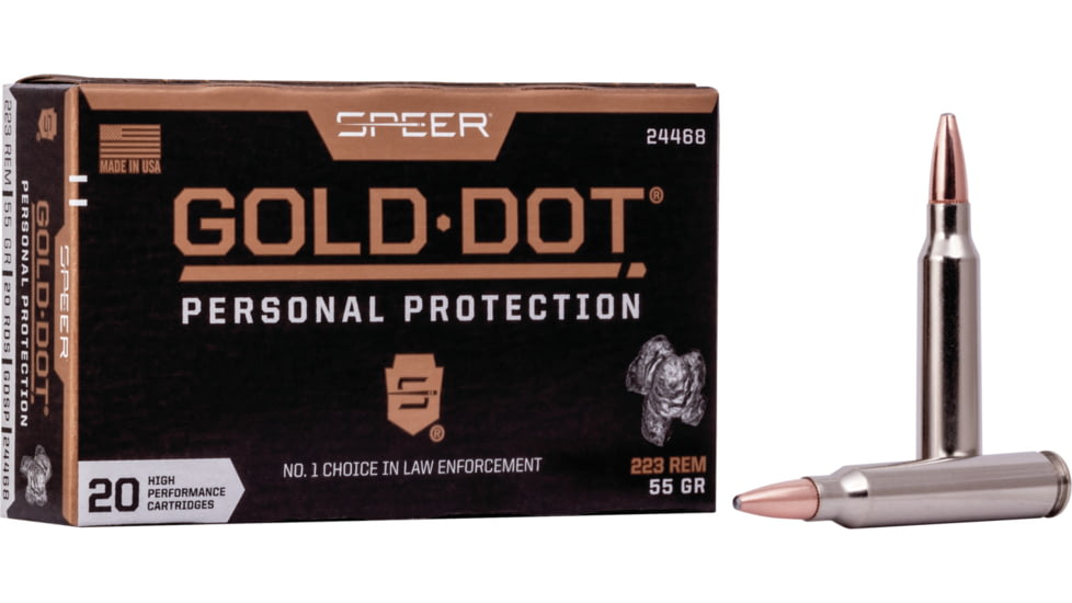 Federal Premium Rifle Ammo, .223 Remington, Speer Gold Dot Soft Point, 55 grain, 20 Rounds, 24468