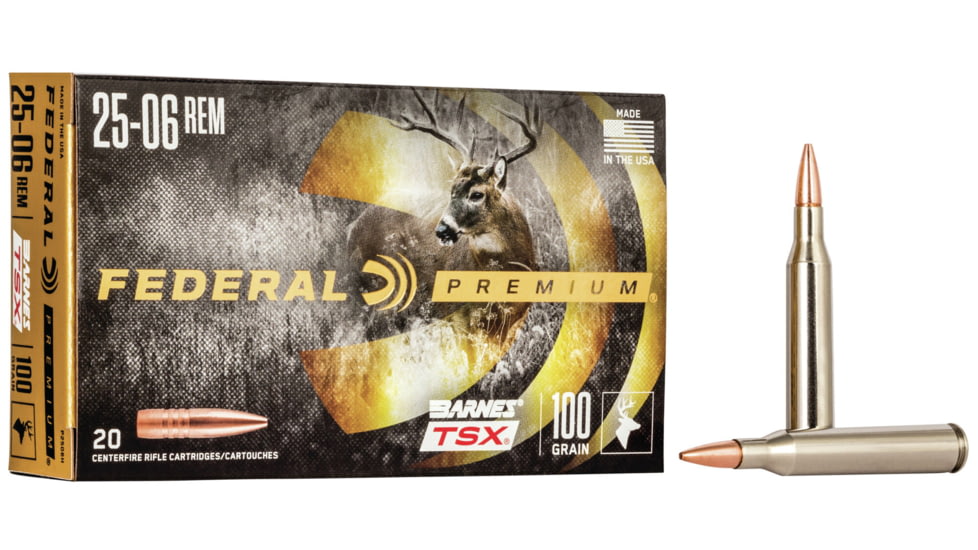Federal Premium BARNES TSX .25-06 100 Grain Barnes Triple-Shock X Centerfire Rifle Ammo, 20 Rounds, P2506H