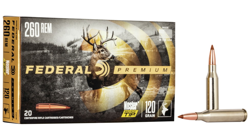 Federal Premium Rifle Ammo, .25-06 Remington, Nosler Ballistic Tip, 120 grain, 20 Rounds, P260B