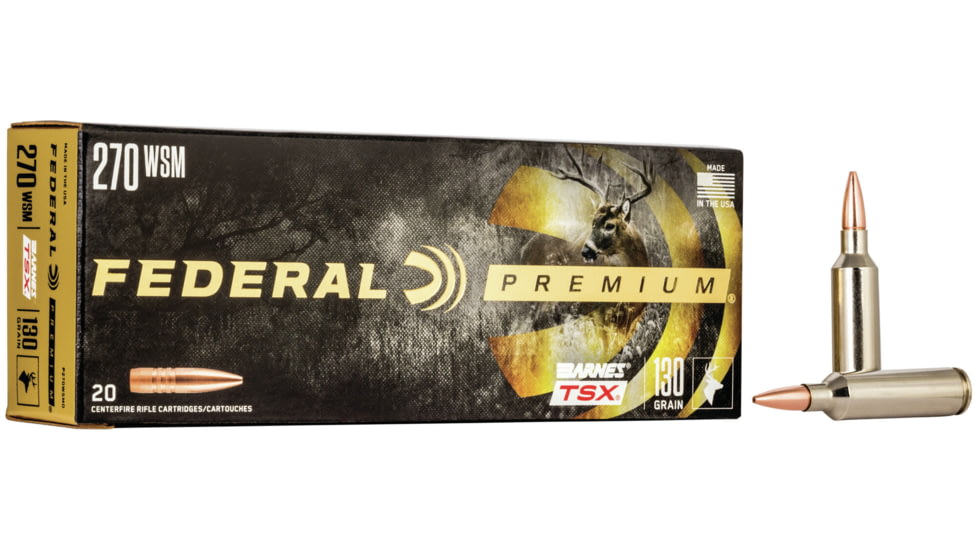 Federal Premium Rifle Ammo, .270 Winchester Short Magnum, Barnes Triple-Shock X, 130 grain, 20 Rounds, P270WSMD