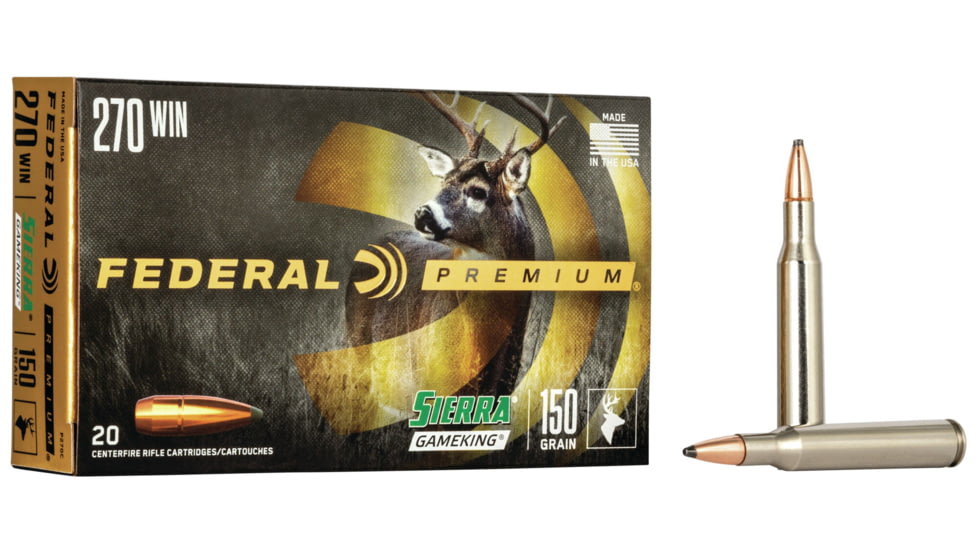 Federal Premium Rifle Ammo, .270 Winchester, Sierra GameKing Boat Tail Soft Point, 150 grain, 20 Rounds, P270C