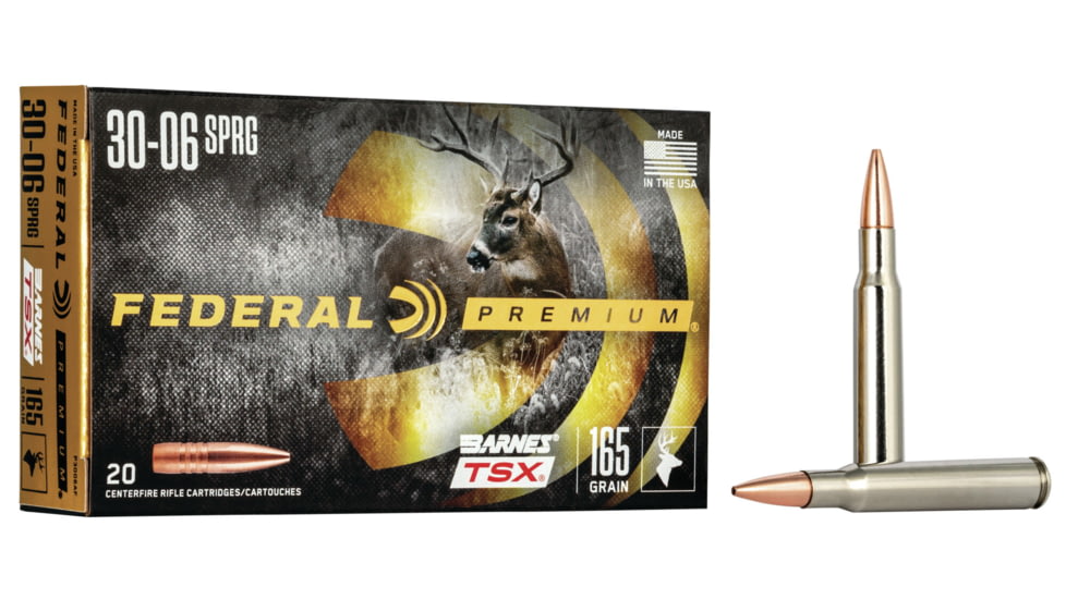 Federal Premium Barnes TSX .30-06 Springfield 165 Grain Barnes Triple-Shock X Rifle Ammo, 20 Rounds, P3006AF