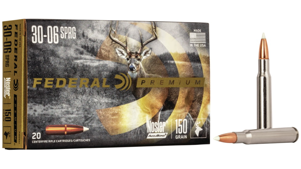 Federal Premium Rifle Ammo, .30-06 Springfield, Nosler AccuBond, 150 grain, 20 Rounds, P3006A3
