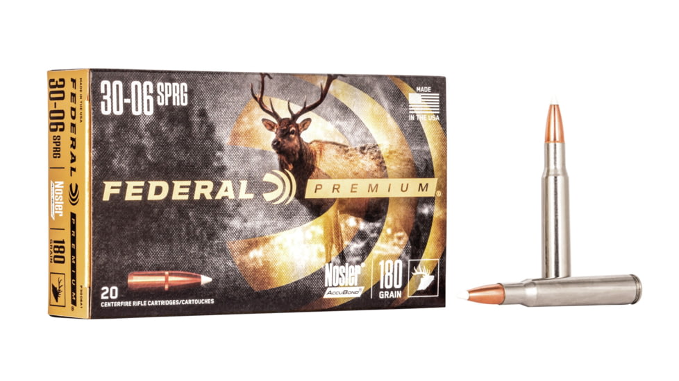 Federal Premium Rifle Ammo, .30-06 Springfield, Nosler AccuBond, 180 grain, 20 Rounds, P3006A1