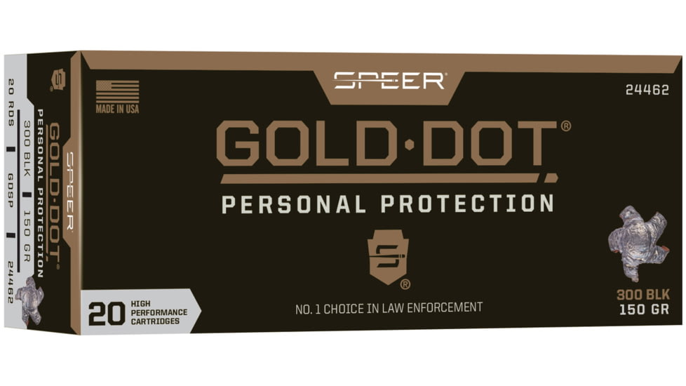 Federal Premium Rifle Ammo, .300 AAC Blackout, Speer Gold Dot Soft Point, 150 grain, 20 Rounds, 24462