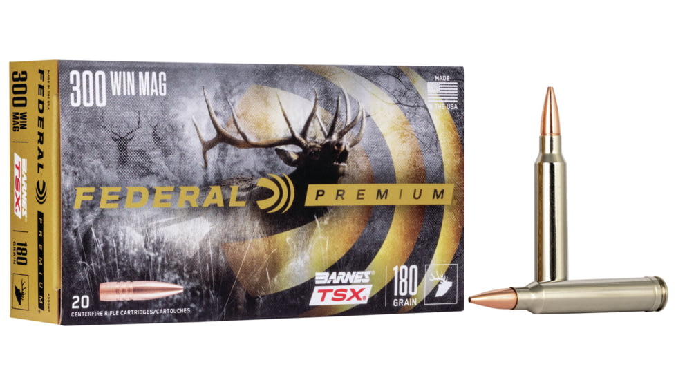 Federal Premium BARNES TSX .300 Winchester Magnum 180 Grain Barnes Triple-Shock X Centerfire Rifle Ammo, 20 Rounds, P300WP