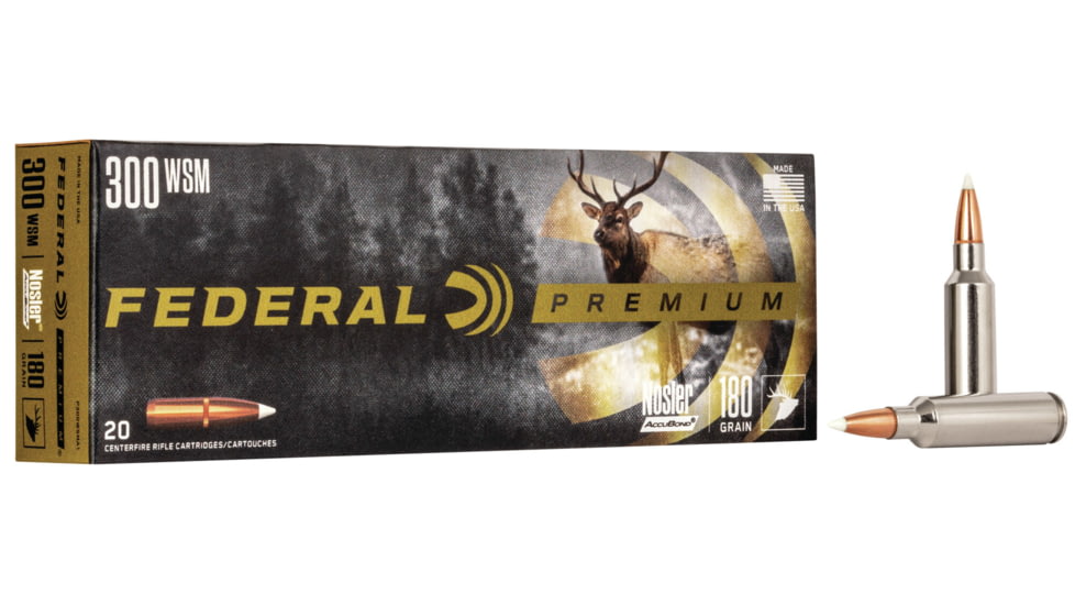 Federal Premium Rifle Ammo, .300 Winchester Short Magnum, Nosler AccuBond, 180 grain, 20 Rounds, P300WSMA1