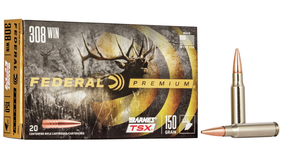 Federal Premium BARNES TSX .308 Winchester 150 Grain Barnes Triple-Shock X Centerfire Rifle Ammo, 20 Rounds, P308V